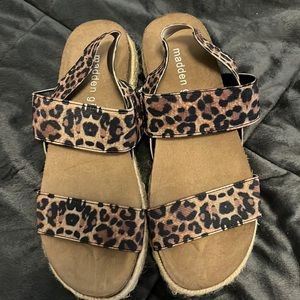 Madden Girl Leopard Platform Sandals, Elastic Bands, Size 5.5,Never Worn Outside